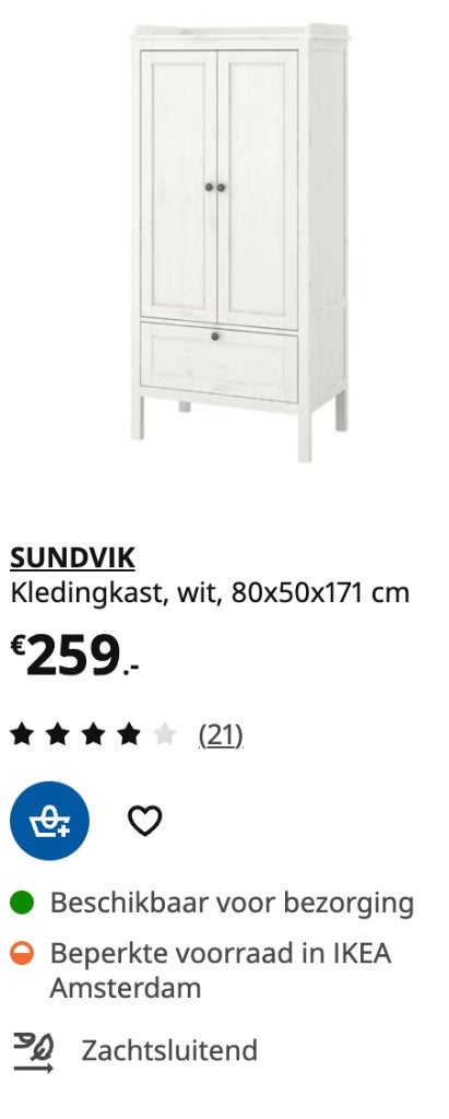 Ikea Sundvik kinder kledingkast, Kinderen en Baby's, Kinderkamer | Commodes en Kasten, Ophalen, Gebruikt, Kast, 50 tot 70 cm