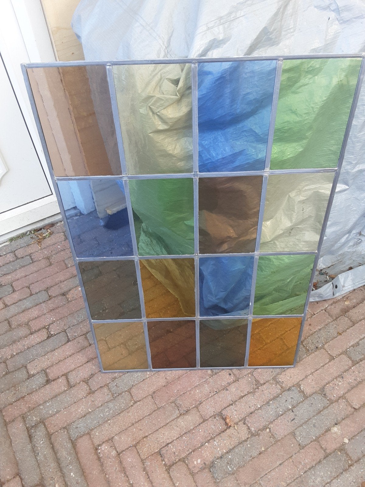 glas in lood 4x  gebruikt, Doe-het-zelf en Verbouw, Ophalen, Gevelraam of Ruit, Minder dan 80 cm, Minder dan 80 cm