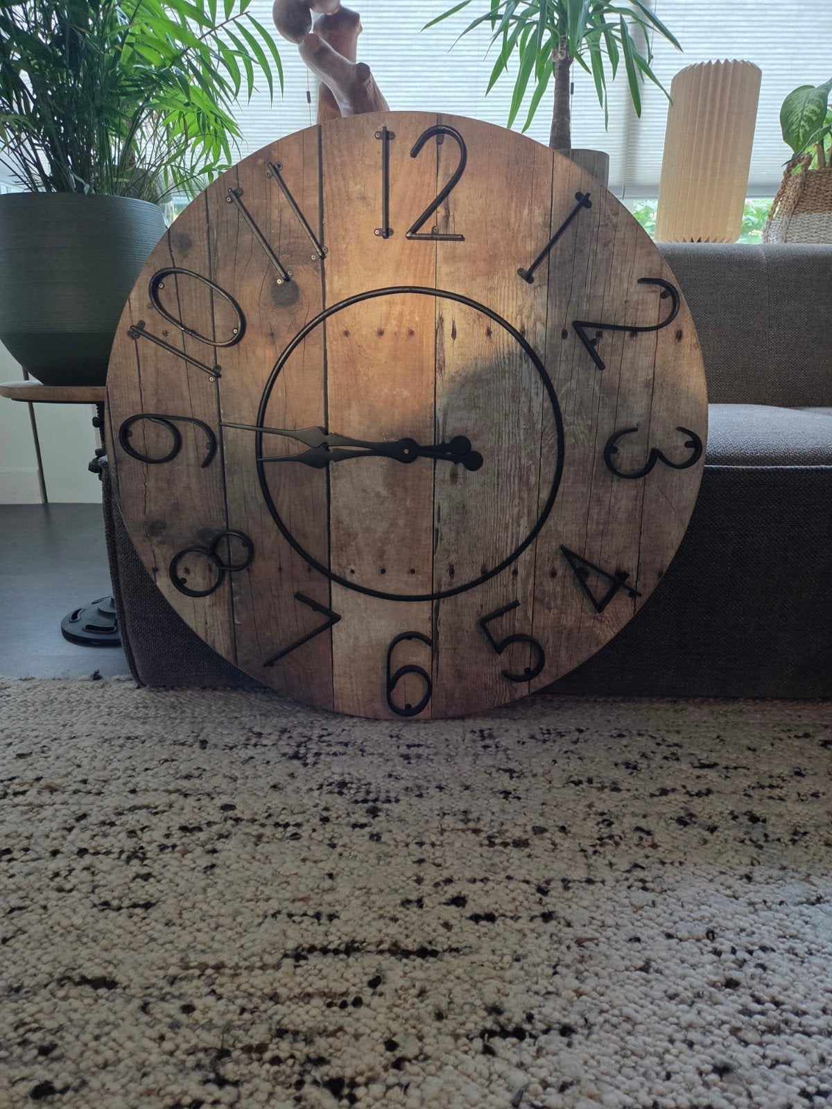 Stoere industriële klok, Huis en Inrichting, Woonaccessoires | Klokken, Ophalen, Zo goed als nieuw, Wandklok
