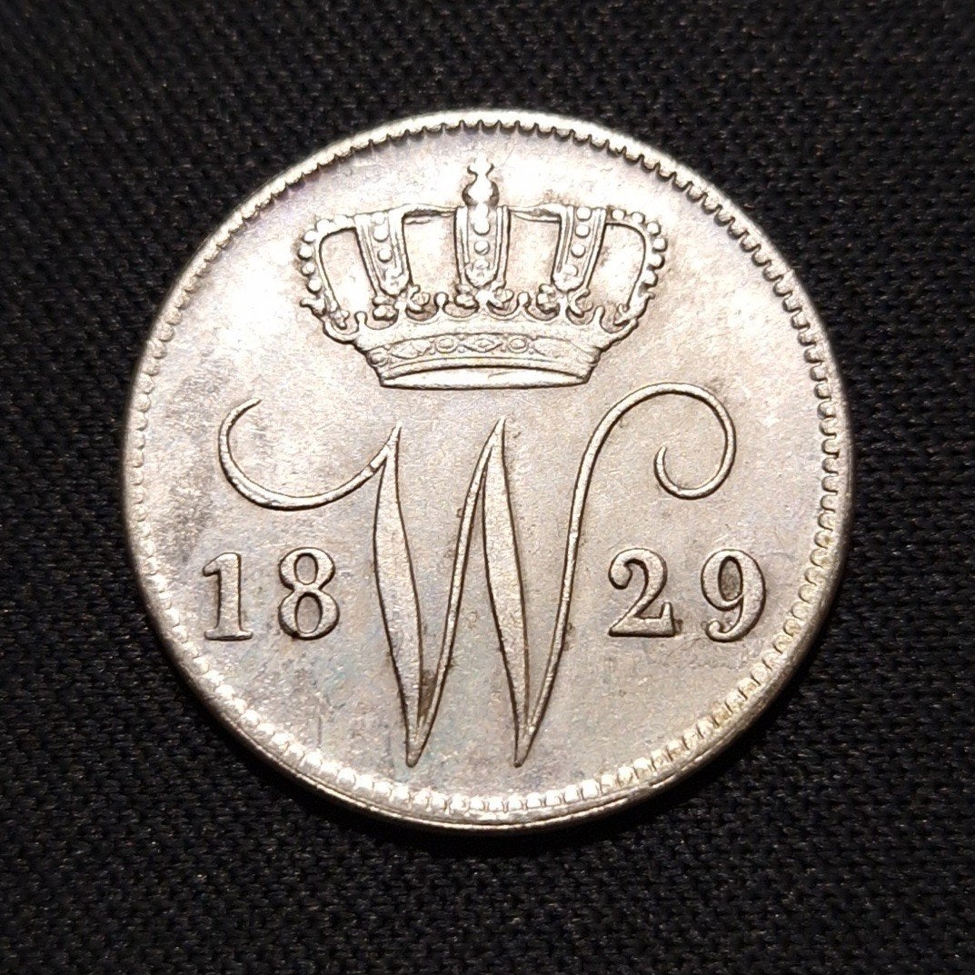 25 cent 1829 B, Verzenden, Zilver, 25 cent, Koning Willem I