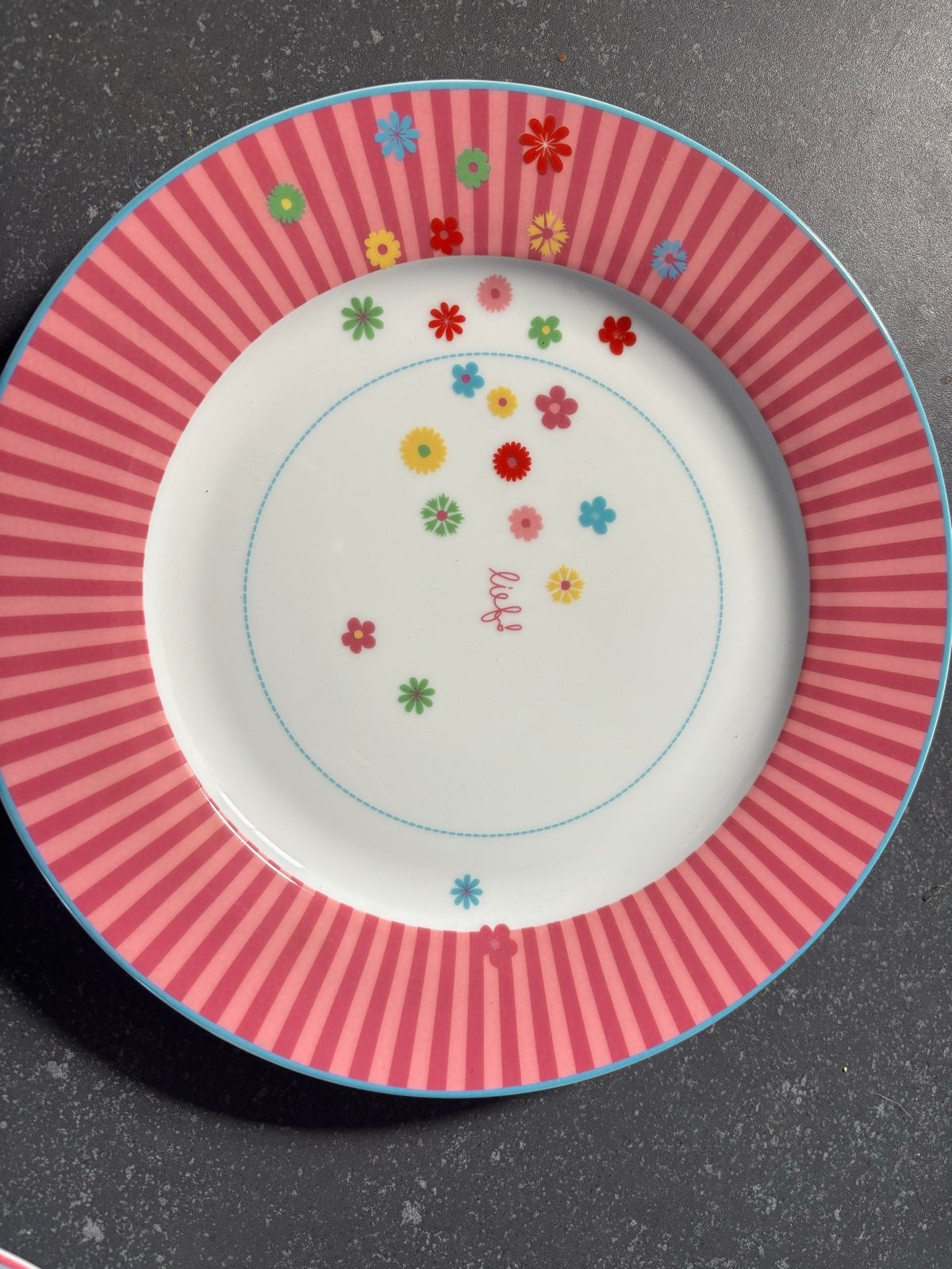 Lief! Lifestyle borden - roze en blauw gestreept,  12 stuks, Overige merken, Keramiek, Ophalen of Verzenden, Zo goed als nieuw