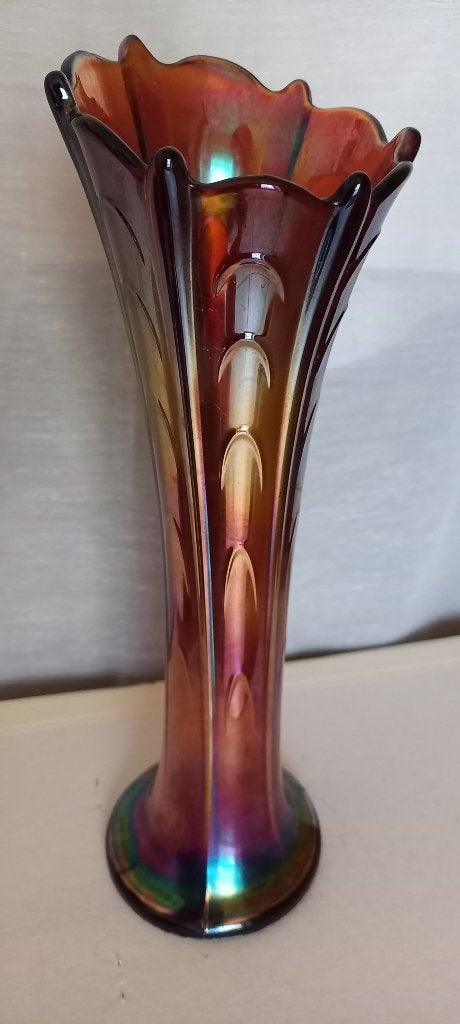 Antieke luster glazuur glazen vaas / Carnival glass vase, Verzenden