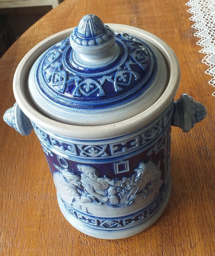tabakspot in blauw steengoed, Ophalen of Verzenden