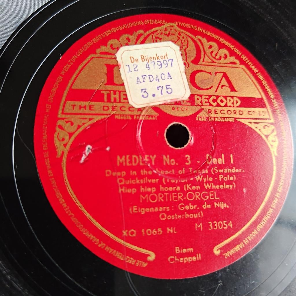 Mortier-Orgel - Medley No. 3 (Decca M 33054), Ophalen of Verzenden, Gebruikt, 10 inch