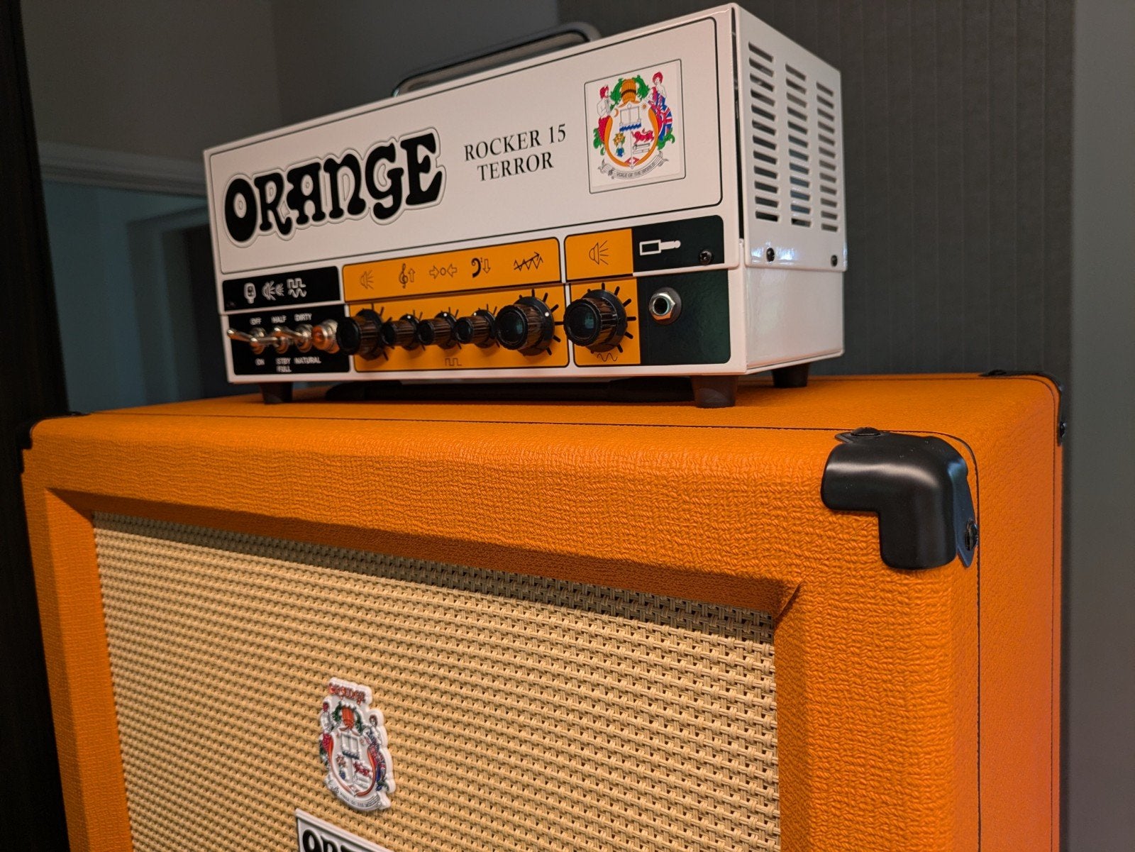 Orange Rocker 15 Terror buizenversterker met PPC112 cab, Muziek en Instrumenten, Versterkers | Bas en Gitaar, Ophalen, Zo goed als nieuw