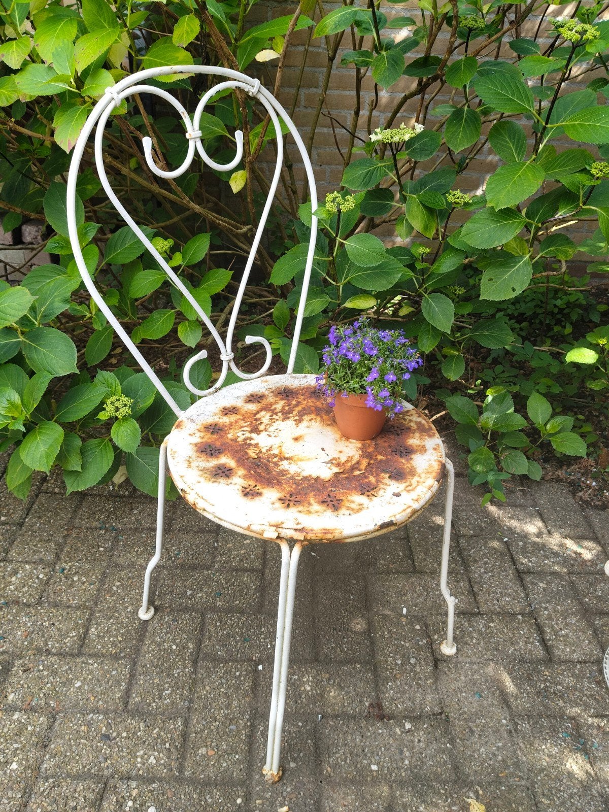 Brocante tuindecoratie, Ophalen, Bruin, Metaal, Eén