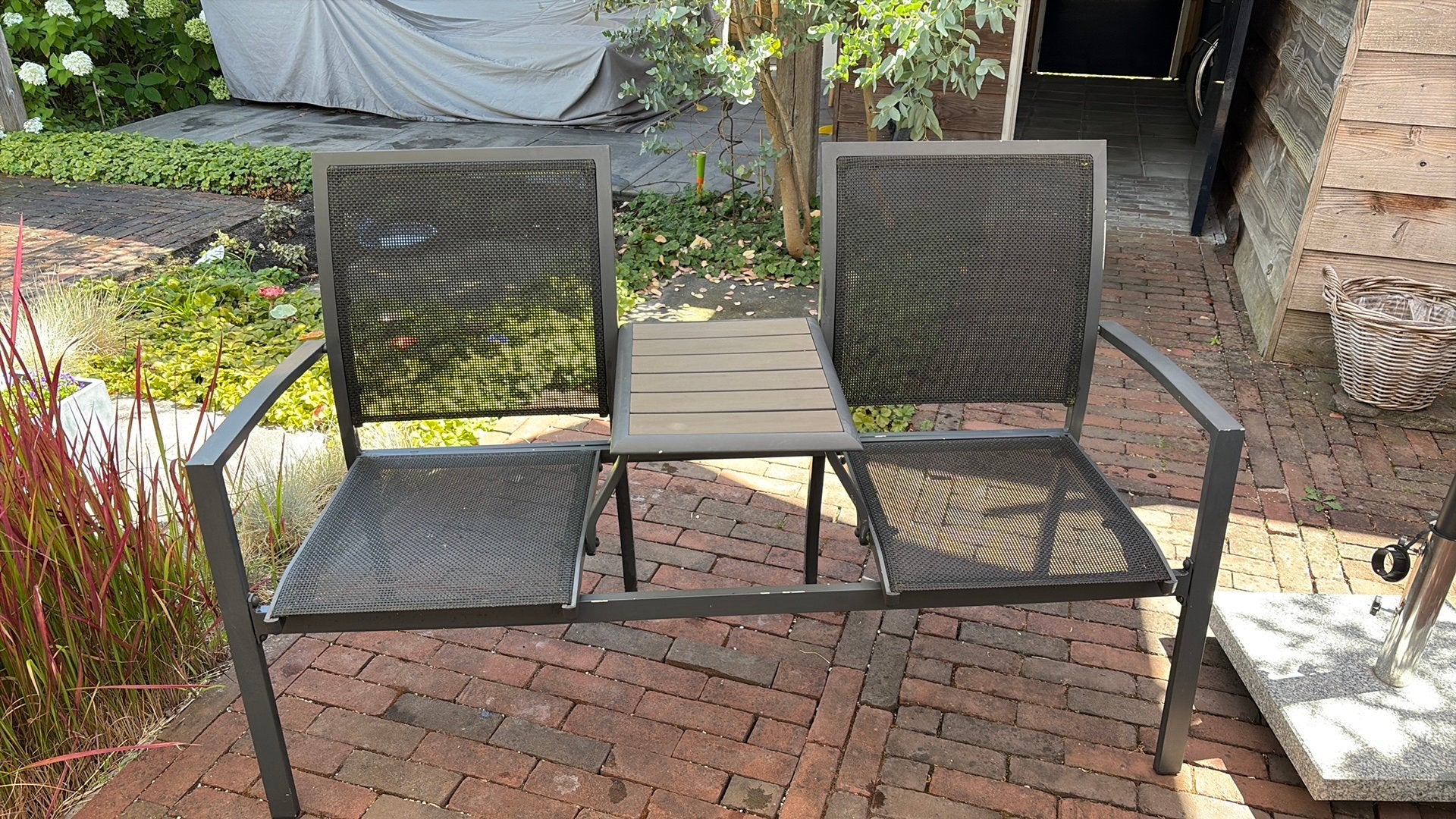 Duo stoel met tafel - Gebruikt, Ophalen, Gebruikt, Metaal