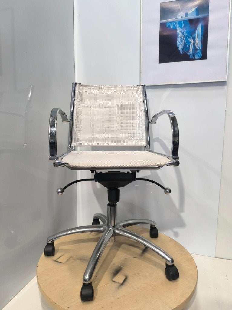 SILAND TECHNO - kantoor-/vergaderstoelen – wit leer,9st, Gebruikt, Wit, Ophalen of Verzenden, Bureaustoel