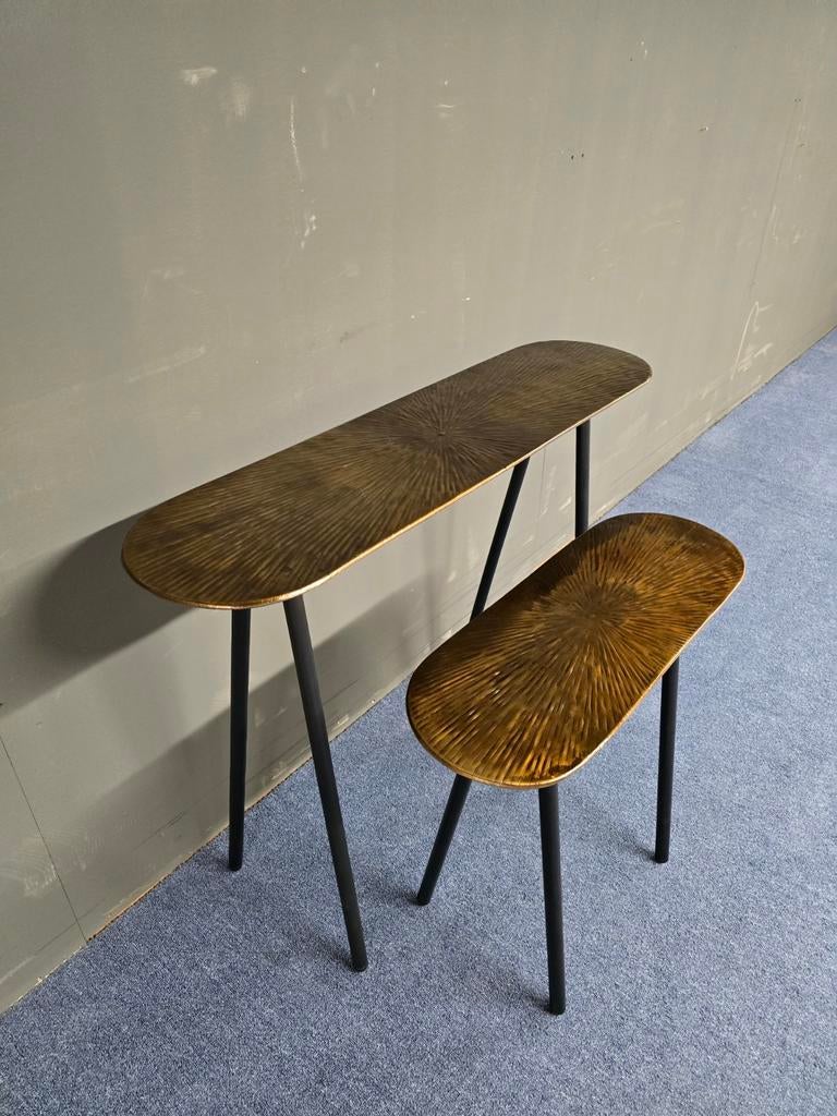Nieuwe Wandtafel/ Side Table/ Bijzettafel Set  Antieke Goud, Huis en Inrichting, Tafels | Sidetables, Ophalen, 50 tot 100 cm, Nieuw
