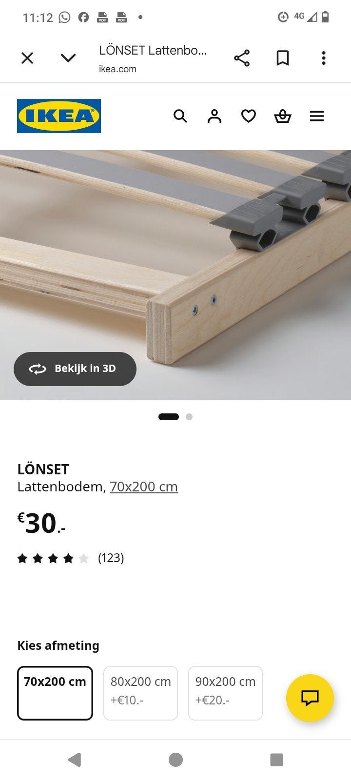 Nieuwe lattenbodems ikea 2x70x2.00 1x90x2.00, Huis en Inrichting, Slaapkamer | Matrassen en Bedbodems, Ophalen of Verzenden, Nieuw