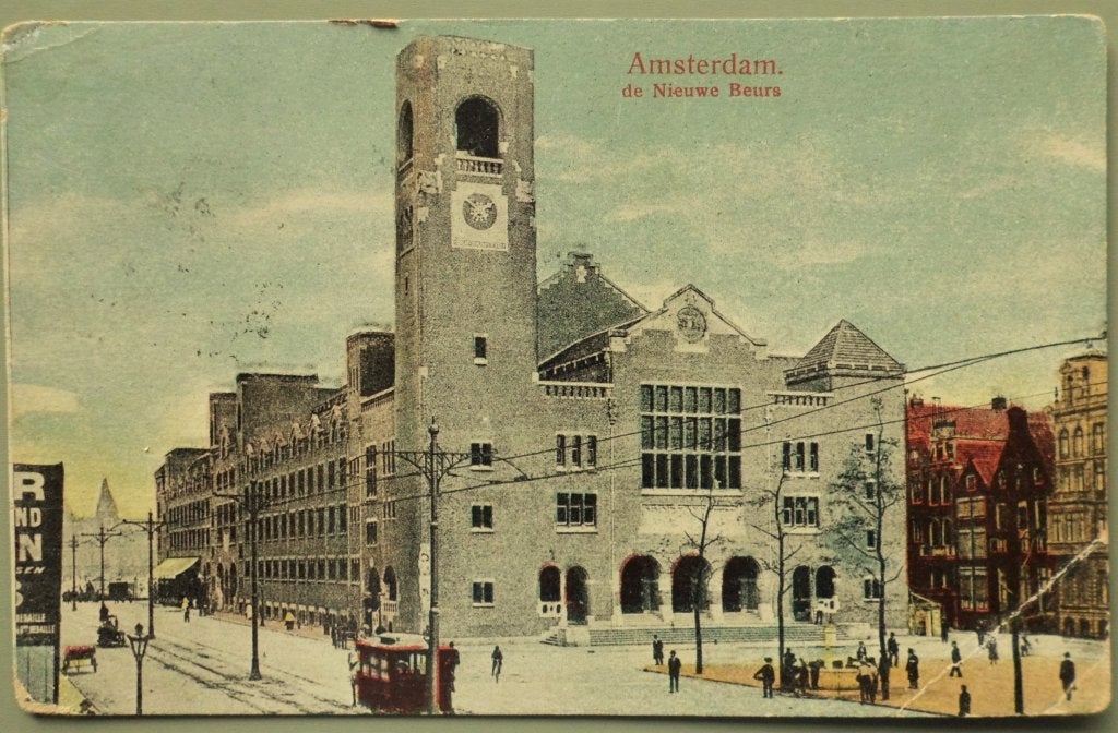 Amsterdam - Nieuwe beurs - 1908, Ophalen of Verzenden, Voor 1920, Gelopen, Noord-Holland