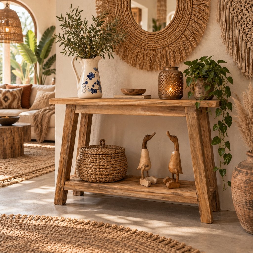 houten sidetable teak 120 x 30 cm - Gratis bezorgd, Huis en Inrichting, TTM Wonen, Meubels – (Perzische) Tapijten en Woonaccessoires