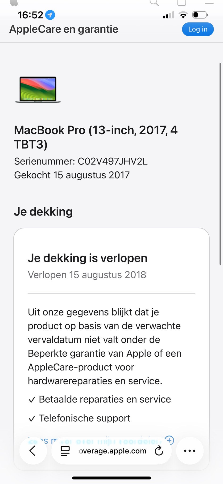 Defecte MacBook Pro (2017) - Goede uiterlijke staat, Computers en Software, Apple Macbooks, Niet werkend, MacBook Pro, 13 inch