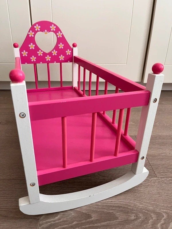 Poppenwieg Meisjes Hout Roze, Ophalen of Verzenden, Gebruikt, Overige typen