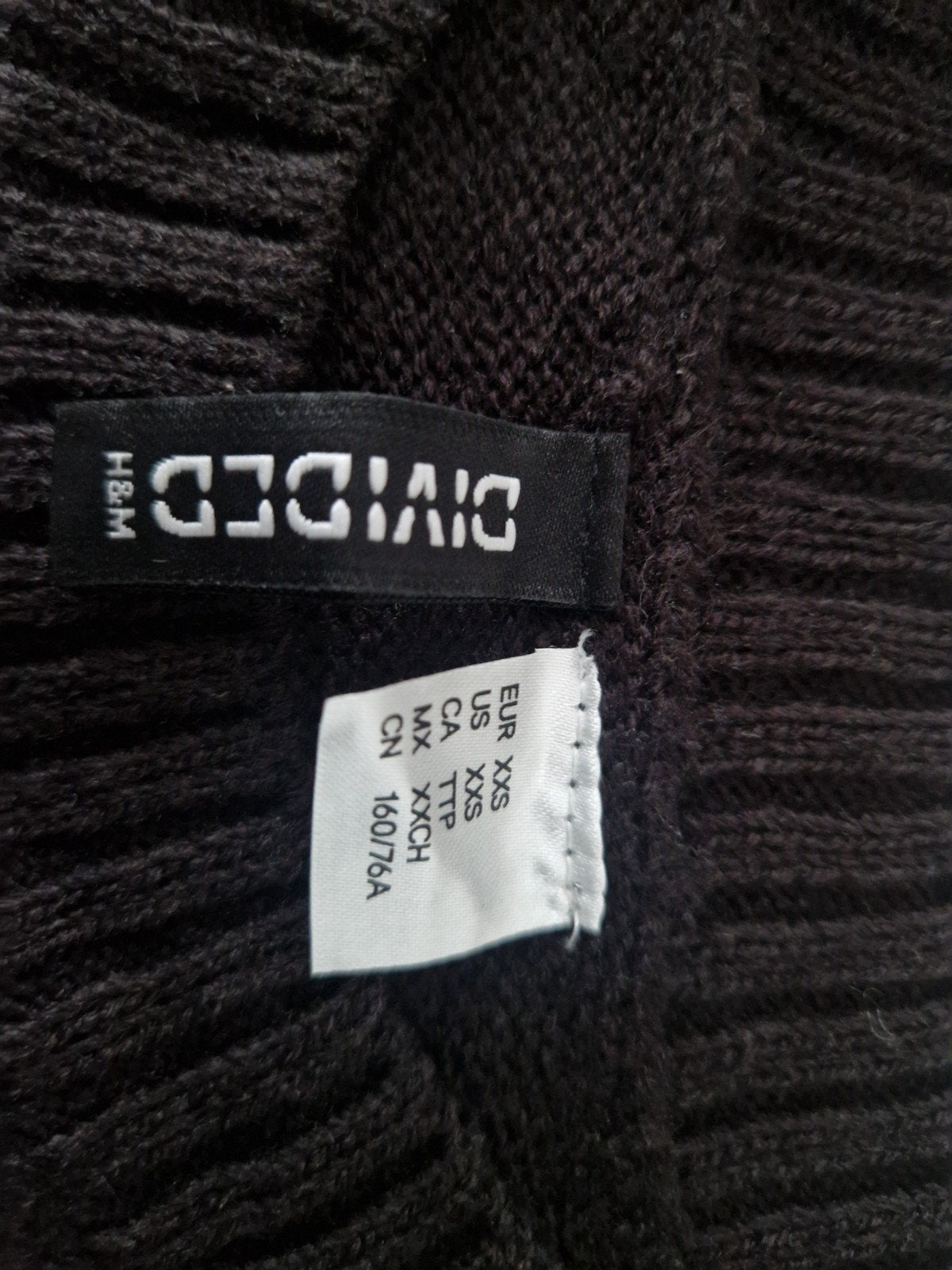 H&M Divided Zwart Gebreid Cropped Vest Maat XS, Ophalen, Zwart, H&M Divided, Zo goed als nieuw