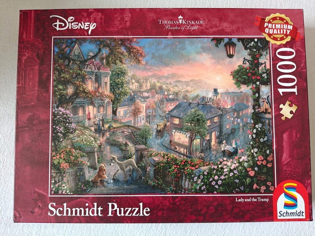 Disney Lady en de Vagebond Thomas Kinkade Schmidt puzzel, Ophalen of Verzenden, 500 t/m 1500 stukjes, Nieuw, Legpuzzel
