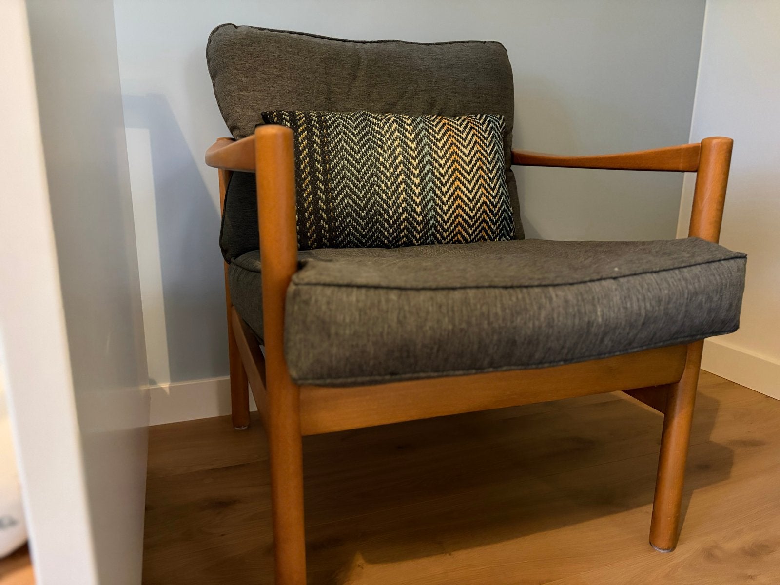 2 keer Mooie, comfortabele teak fauteuil, Ophalen, Gebruikt, Hout, Eén