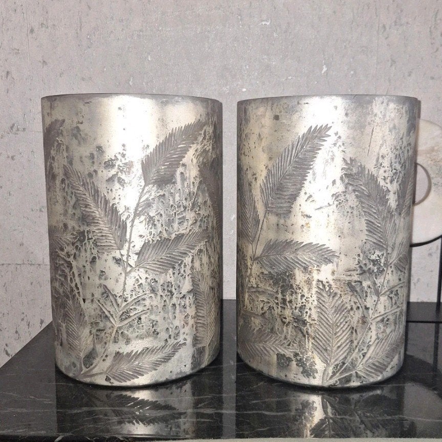 Grote glazen windlichten champagne goud, Beige, Nieuw, Ophalen of Verzenden, Glas