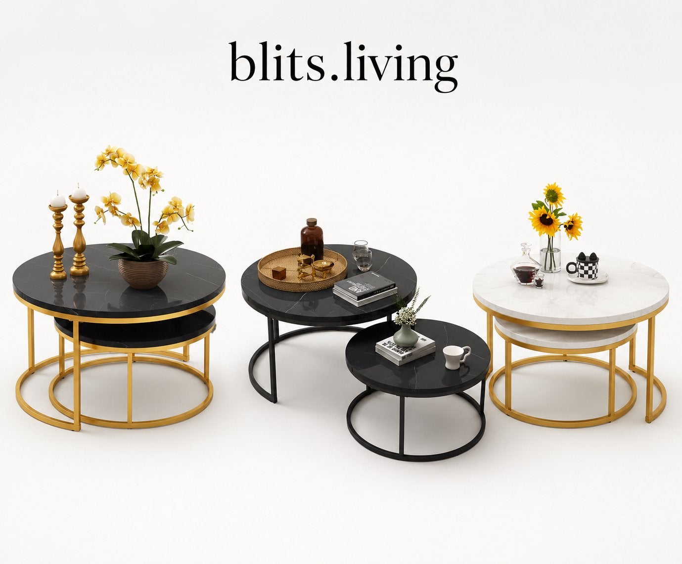 Salon tafels rond set, Ophalen of Verzenden, Nieuw, Overige materialen, Richmond eric kuster hotel chique
