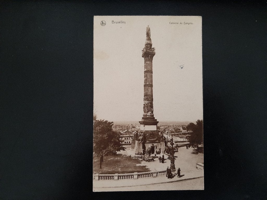 oude kaart, Brussel, Colonne de Congres, gelopen,, Verzamelen, Ansichtkaarten | België, Verzenden, 1920 tot 1940, Gelopen, Brussel (Gewest)