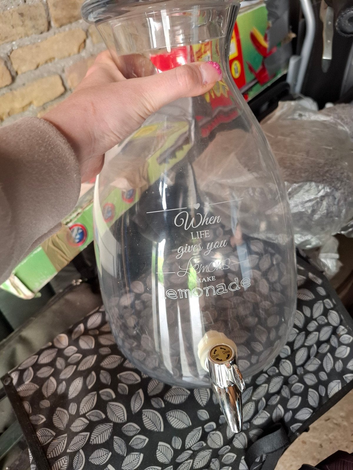 Riviera Maison Drankdispenser met kraantje, Ophalen, Gebruikt, Met patroon/structuur, Transparant