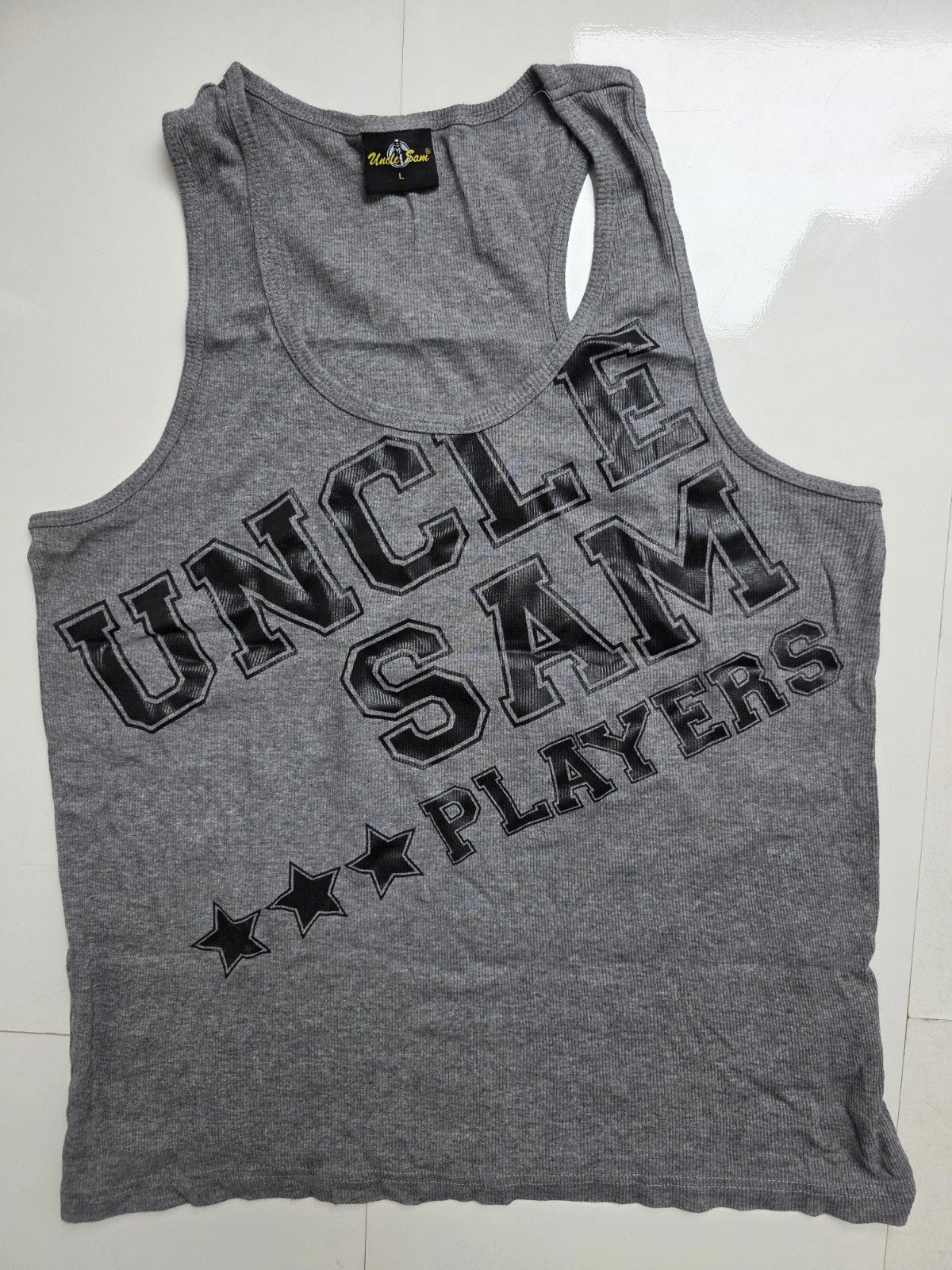 Uncle Sam players tank top bodybuilding hemd grijs maat L, Ophalen of Verzenden, Zo goed als nieuw, Grijs