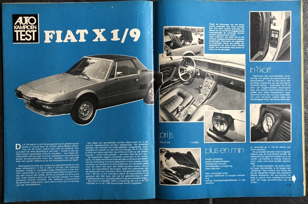 Fiat X1/9 test in Autokampioen 1973, Gelezen, Ophalen of Verzenden, Autokampioen, Overige merken