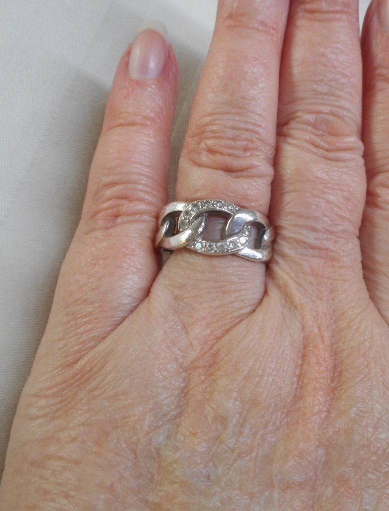 Zilveren ring met steentjes maat 18 nr.222, 18 tot 19, Verzenden, Zo goed als nieuw, Dame