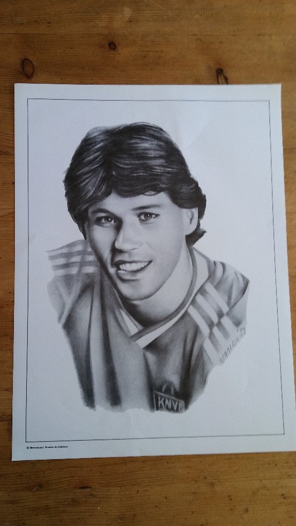 Marco van Basten voetbal vintage tekening print afbeelding, Ophalen of Verzenden, Zo goed als nieuw, Overige binnenlandse clubs