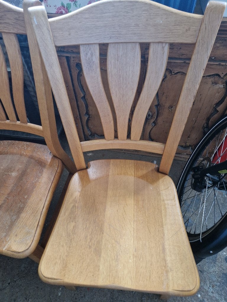 Keuken stoelen blank eiken, Ophalen, Gebruikt, Bruin, Vier