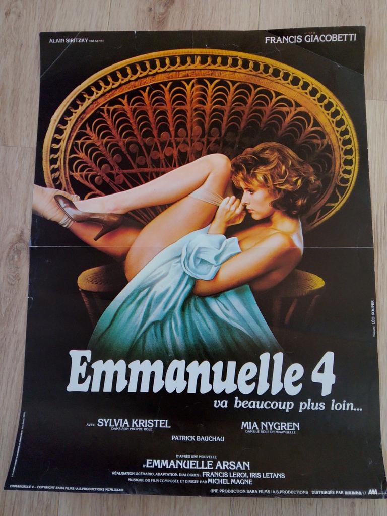 Vintage Emmanuelle 4 Film Poster - Sylvia Kristel, Ophalen of Verzenden, A1 t/m A3, Film en Tv, Rechthoekig Staand