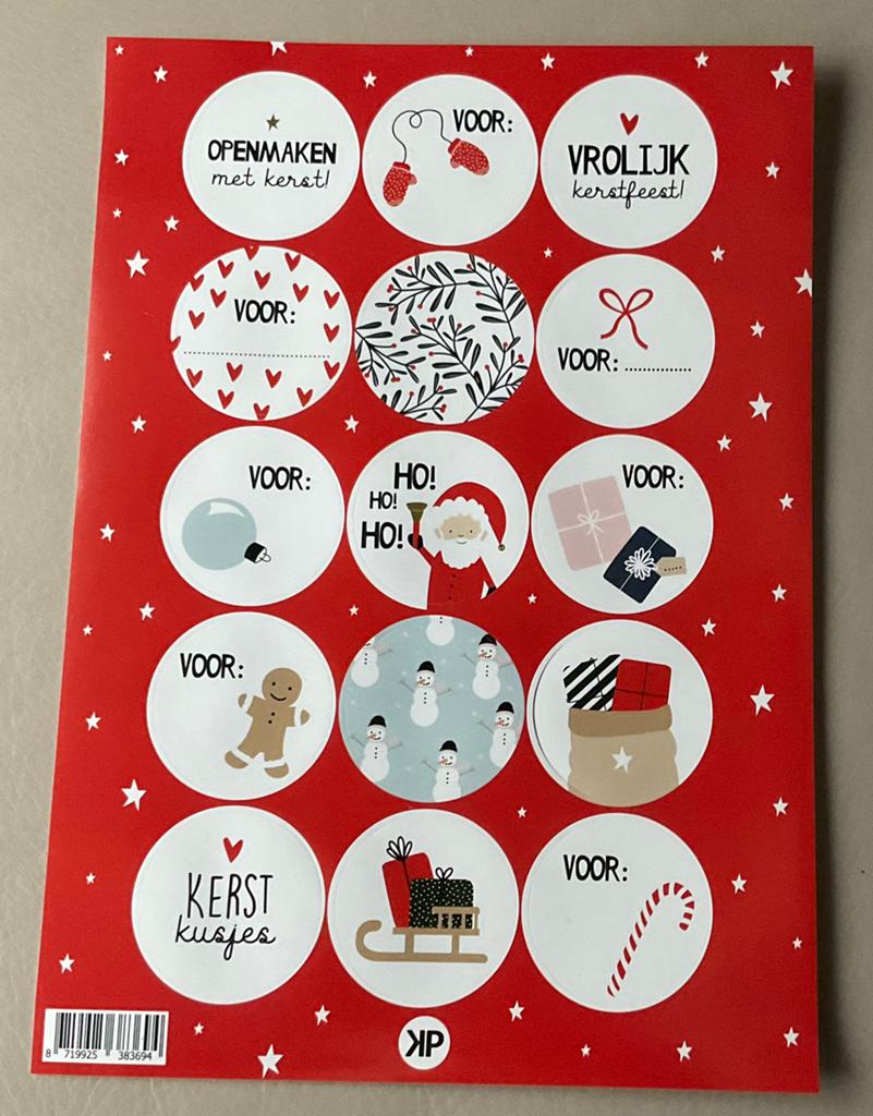 Kerst A5 stickervel kadolabels, Ophalen of Verzenden, Nieuw, Meerdere stickers