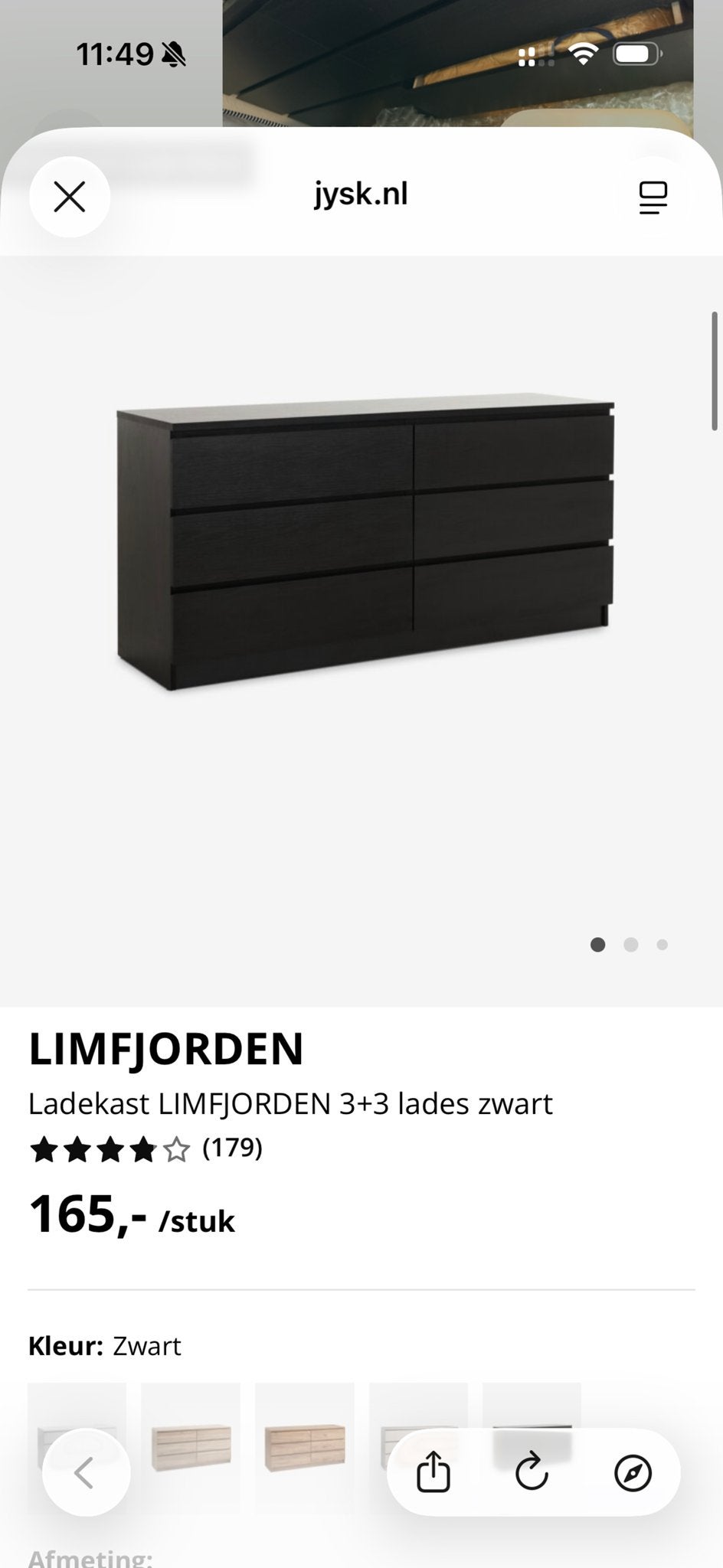 JYSK Eettafel RINGSTED + 4 PEBRINGE Stoelen - Zwart/Grijs, Huis en Inrichting, Ophalen, 100 tot 150 cm, 75 cm of meer, Zo goed als nieuw