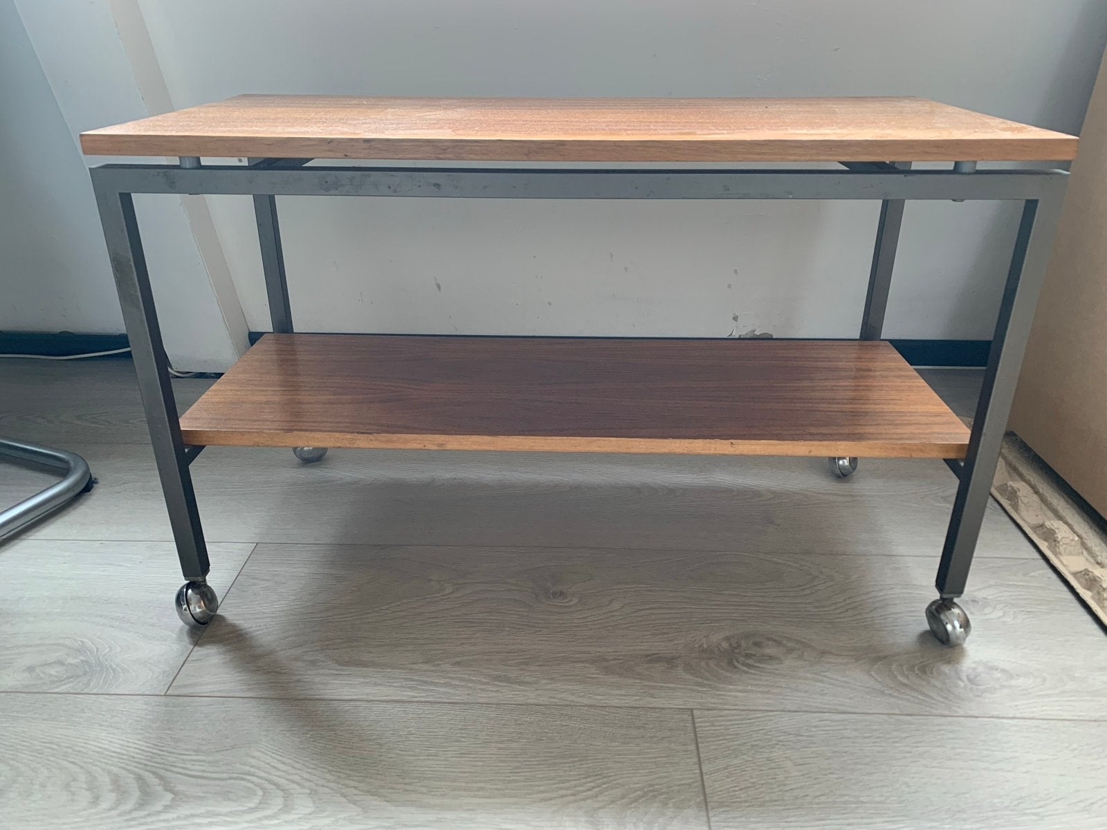 Vintage Trolley van Teakhout en Metaal, Huis en Inrichting, Gebruikt, Retro jaren 60-70, 75 cm of meer, Rechthoekig