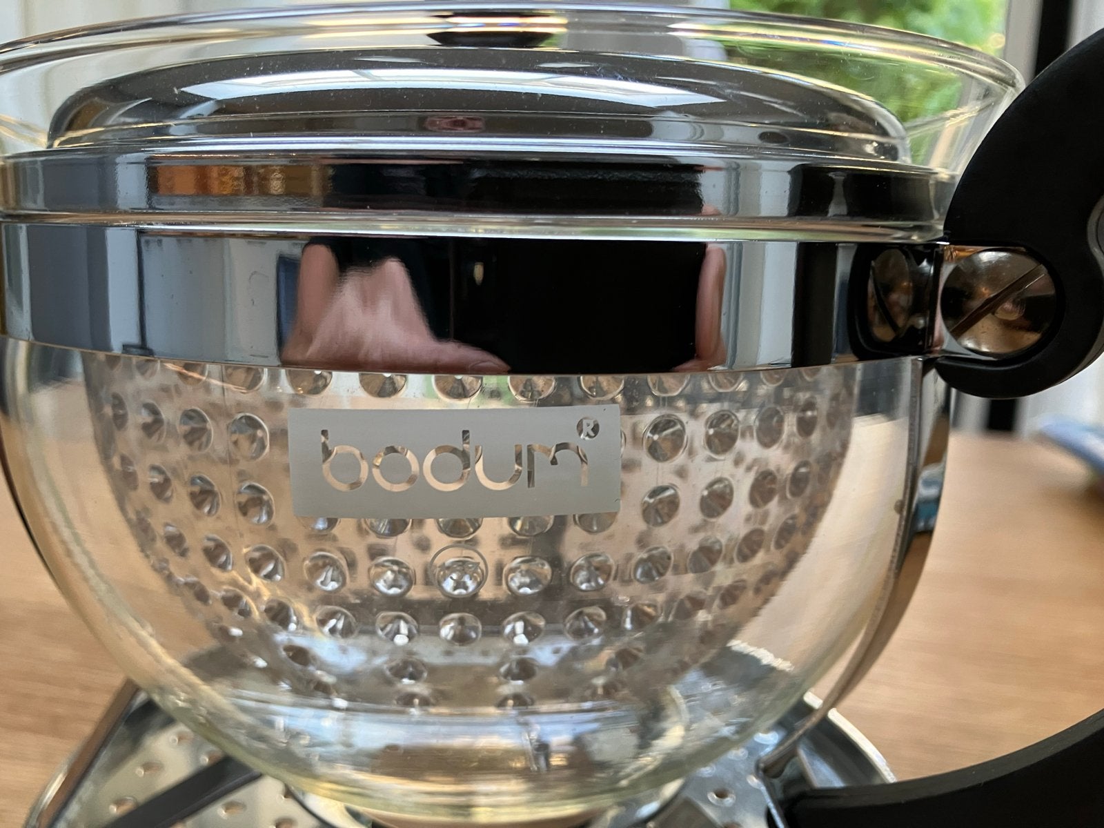 Bodum theepot met theelichtje - Glas en Chroom, Huis en Inrichting, Theepot/fluitketel, Glas, Bodum, Ophalen of Verzenden