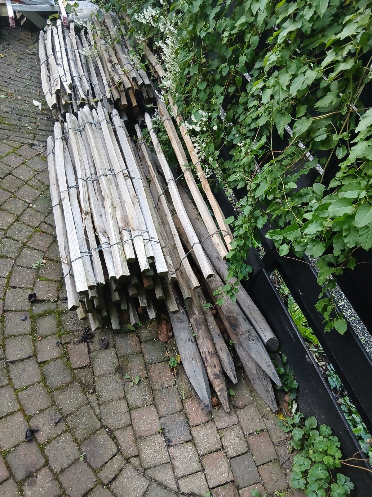 schapenhek hout 90cm hoog ong 7.m1 plus 7 houten palen, Ophalen