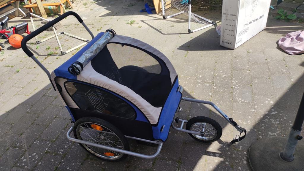 Opvouwbare fietskar voor twee kinderen, Fietsen en Brommers, Ophalen, Gebruikt, 20 tot 40 kg, Kinderkar