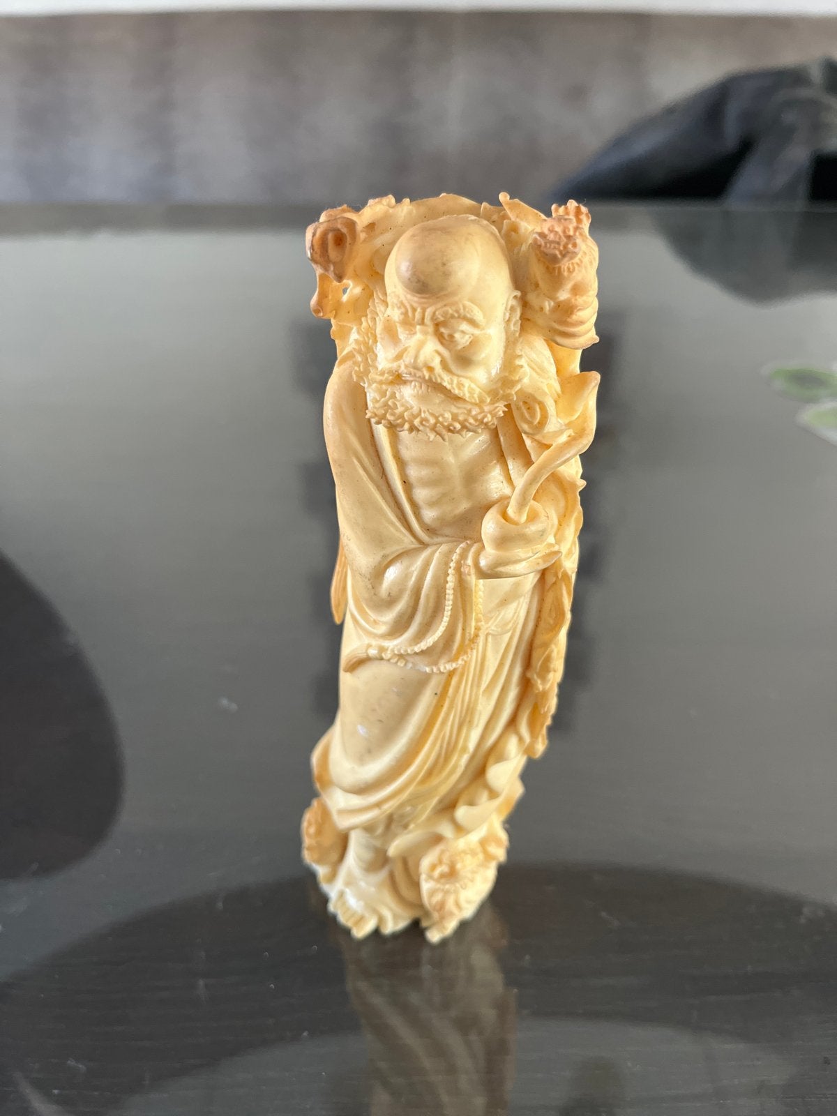 Benen beeld Shou Lao, de god van een lang leven, Ophalen, Minder dan 20 cm, Natuurlijk materiaal, Handgemaakt