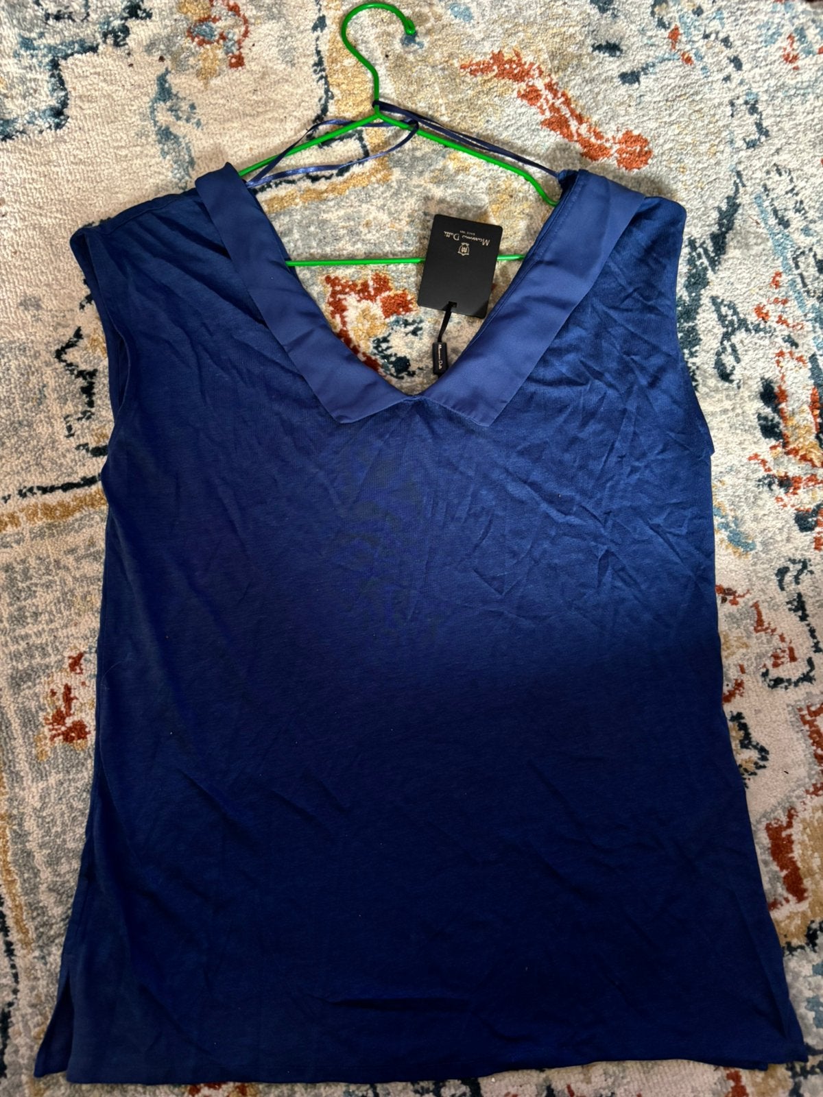 Massimo Dutti navy blue sleeveless top with statement collar, Maat 38/40 (M), Blauw, Nieuw, Ophalen of Verzenden