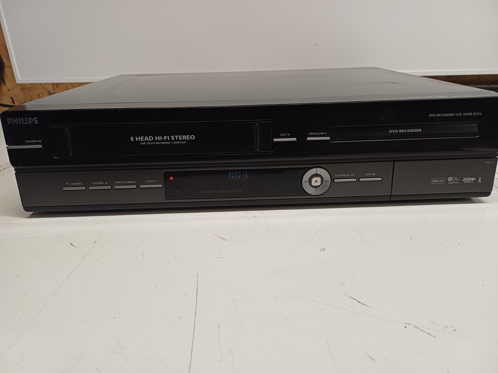 Philips DVDR 3512V DVD recorder VCR - VHS werkt, DVD defect, Ophalen of Verzenden