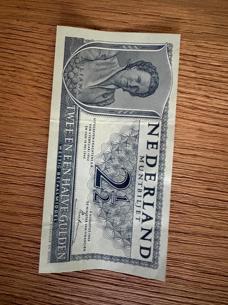 2½ Gulden Muntbiljet Nederland 1949 Juliana, Ophalen, 2½ gulden, Los biljet
