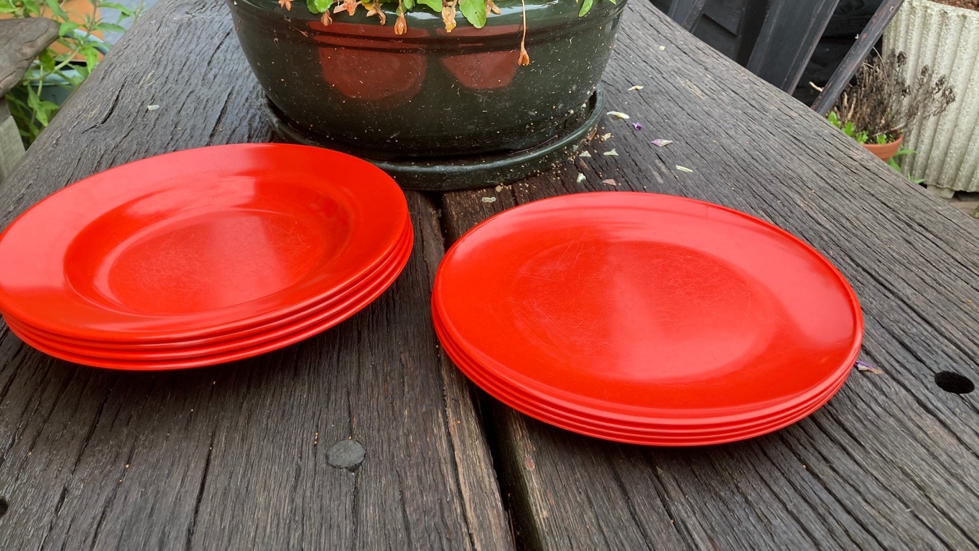 Mepal retro vintage servies borden licht rood, Ophalen of Verzenden, Gebruikt