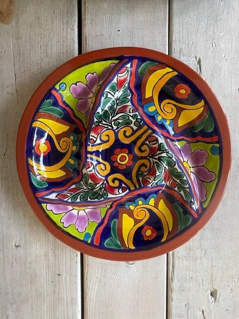 Handbeschilderde Talavera keramiek serveerschaal. Mexico., Antiek en Kunst, Ophalen, Steen/keramiek, Mexico, Geschilderd