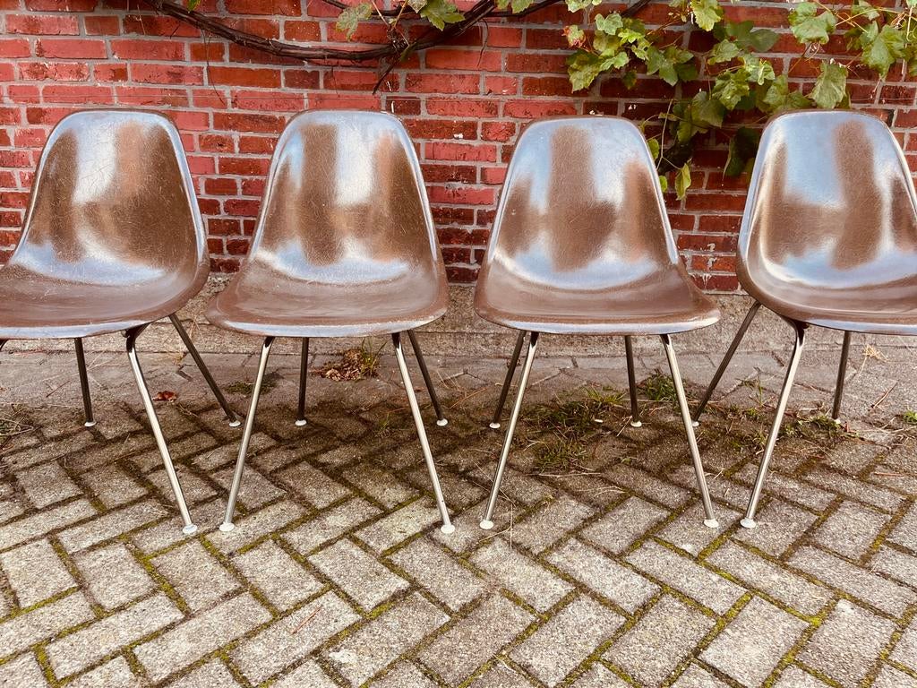 Sealbrown Miller 60/70 ontwerp Eames glasvezel retro vintage, Huis en Inrichting, Stoelen, Ophalen of Verzenden, Wit, Leer, Eén