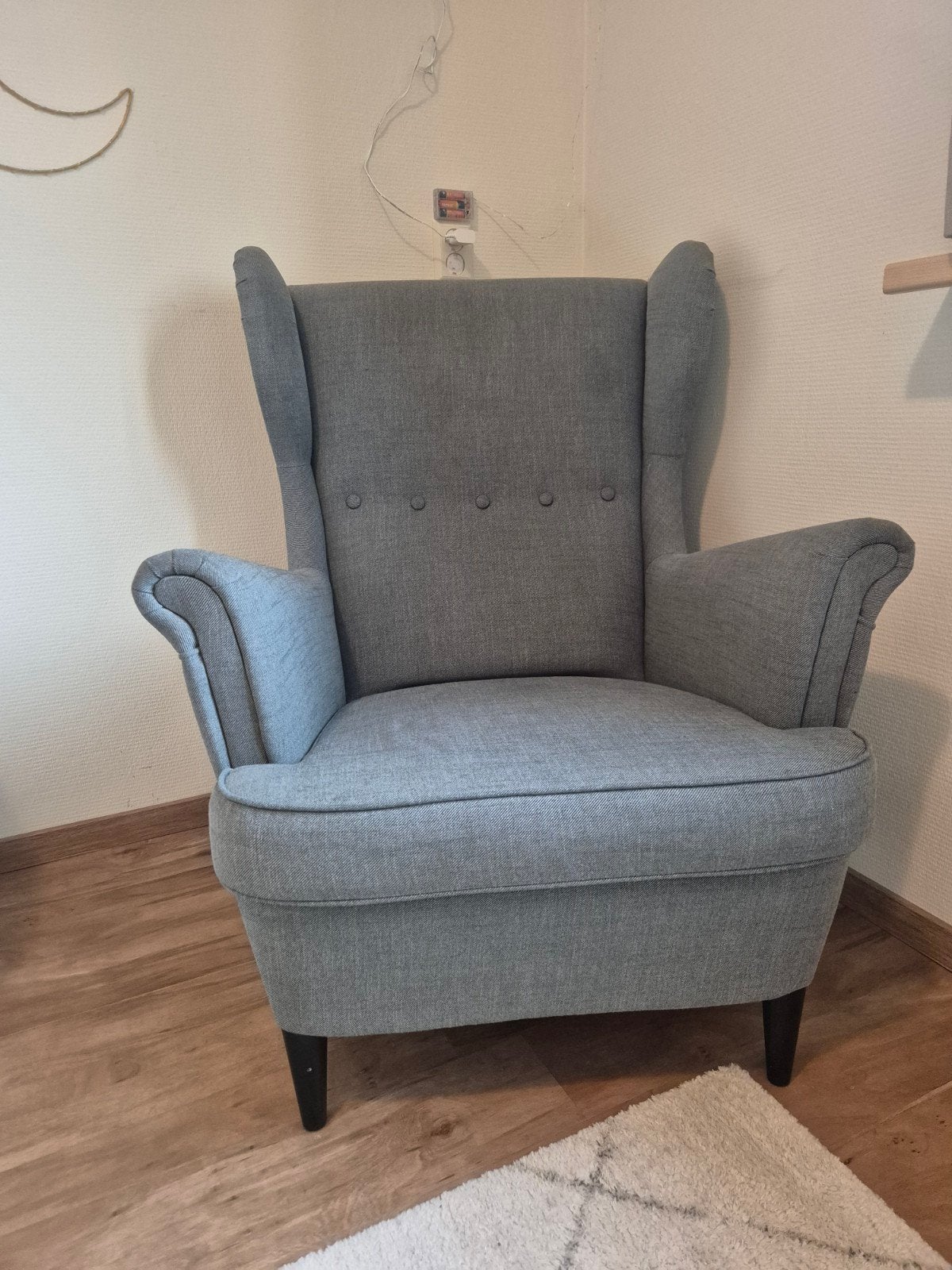 IKEA STRANDMON Fauteuil - Grijs, Ophalen, 75 tot 100 cm, Zo goed als nieuw, Klassiek, Tijdloos
