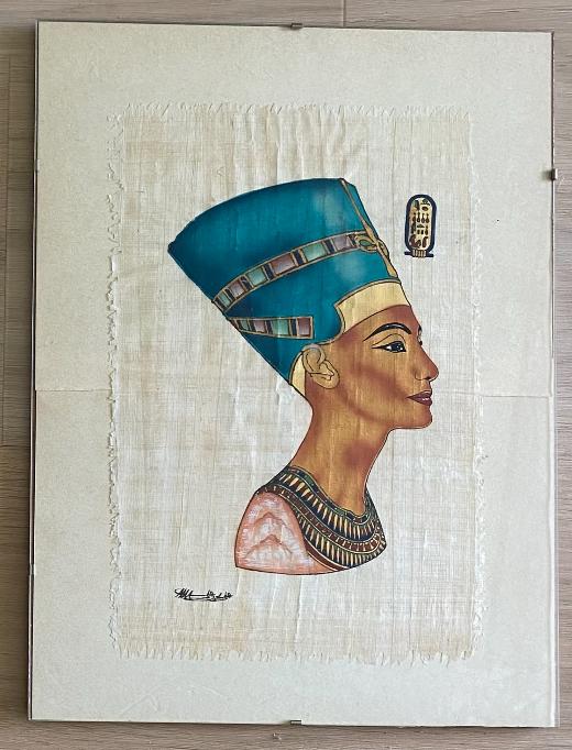 Papyrus uit Egypte met afbeelding van Nefertiti, Ophalen of Verzenden