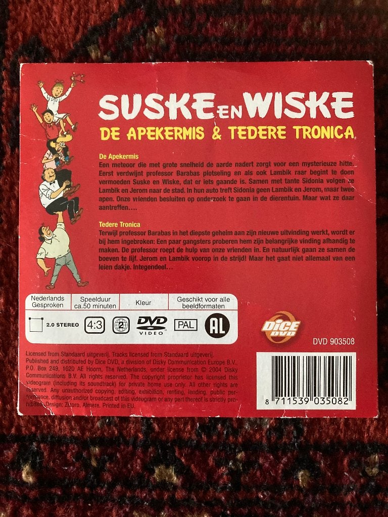 Suske & Wiske DVD : Apekermis / Tedere Tronica, Ophalen of Verzenden, Suske en Wiske, Zo goed als nieuw, Gebruiksvoorwerp