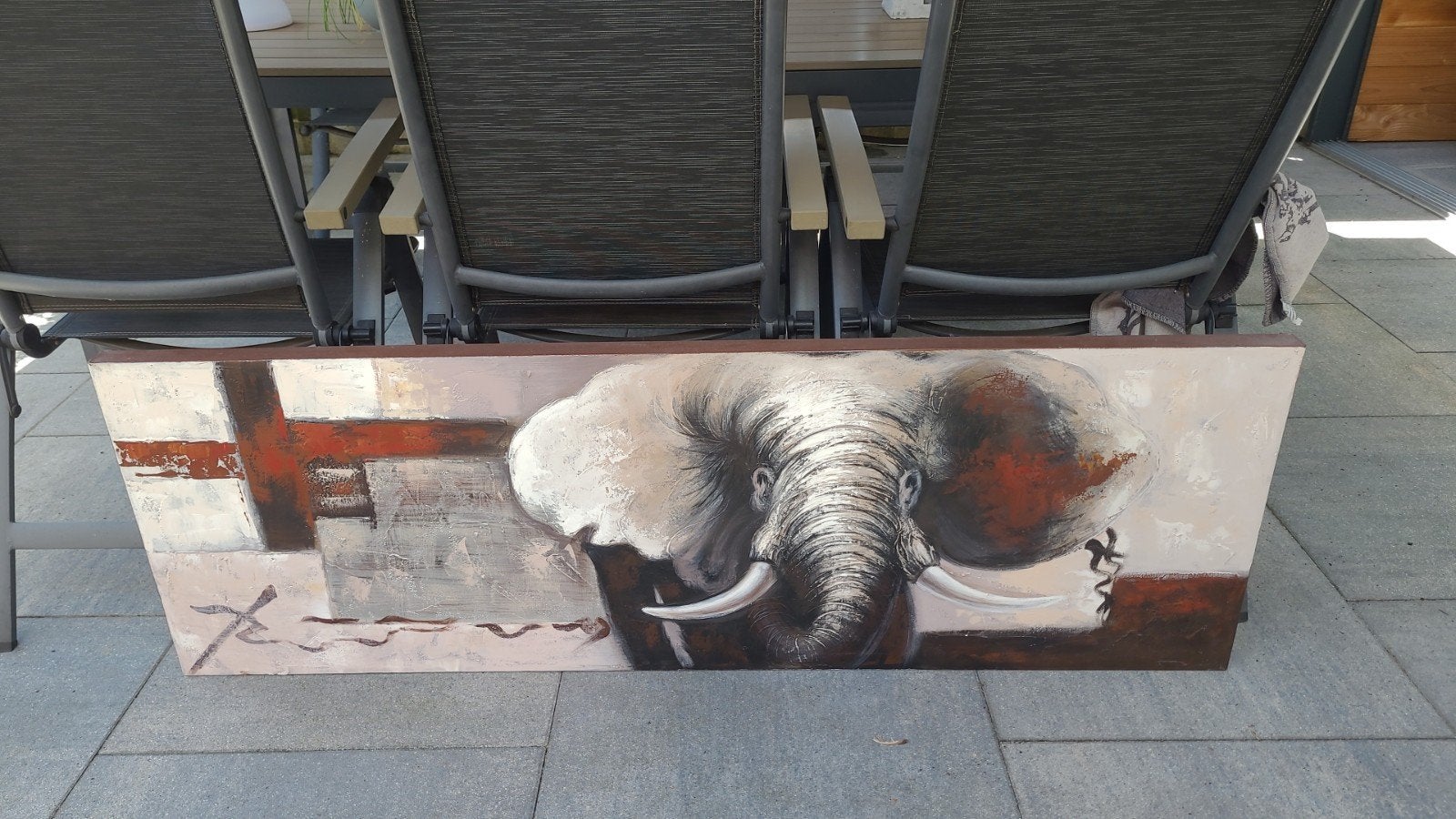 Schilderij met olifant 150cm bij 50 cm, Huis en Inrichting, Ophalen, 125 cm of meer, Schilderij
