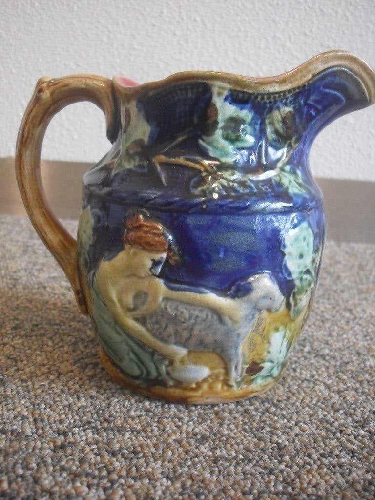 majolica barbotine kannetje, Antiek en Kunst, Ophalen of Verzenden