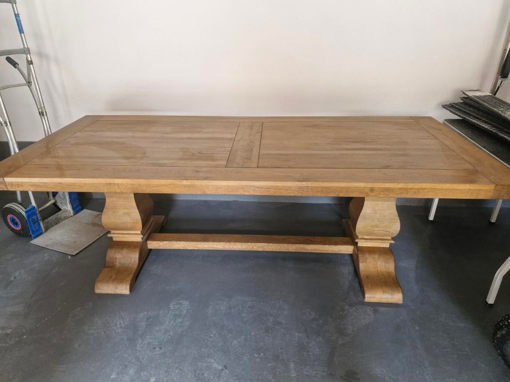 Kloostertafel eiken, Ophalen of Verzenden, Rechthoekig, 200 cm of meer, 50 tot 100 cm